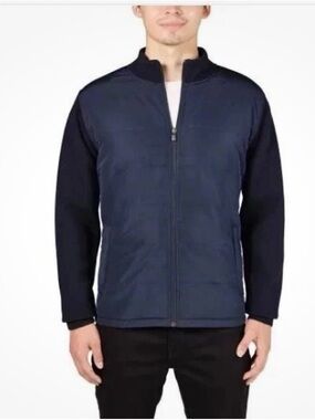 Infinity Linearflex Men's Mixed Media Puffer Bomber Jacket Blue 
XL Minimalist